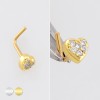 MULTI CZ HEART CLUSTER 316L SURGICAL STEEL L SHAPE STUD NOSE RING